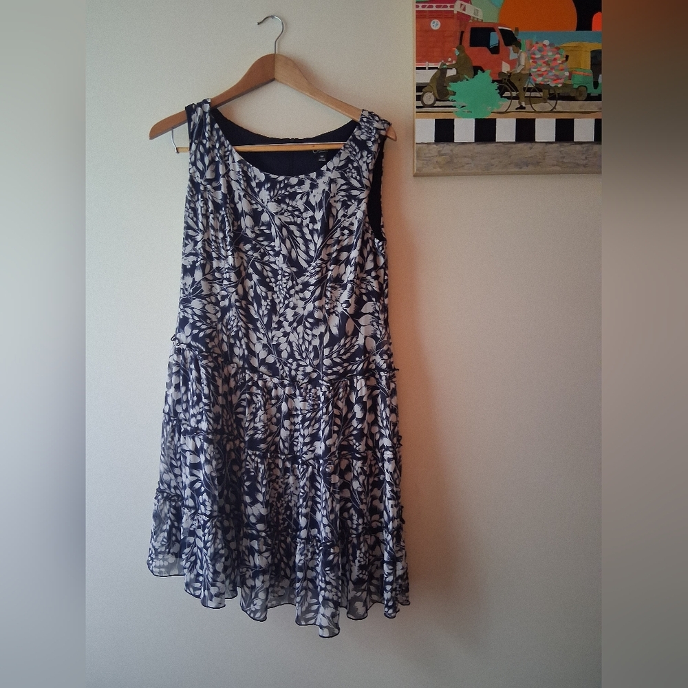 Connected Apparel Black and Blue Flowy Dress, 10P